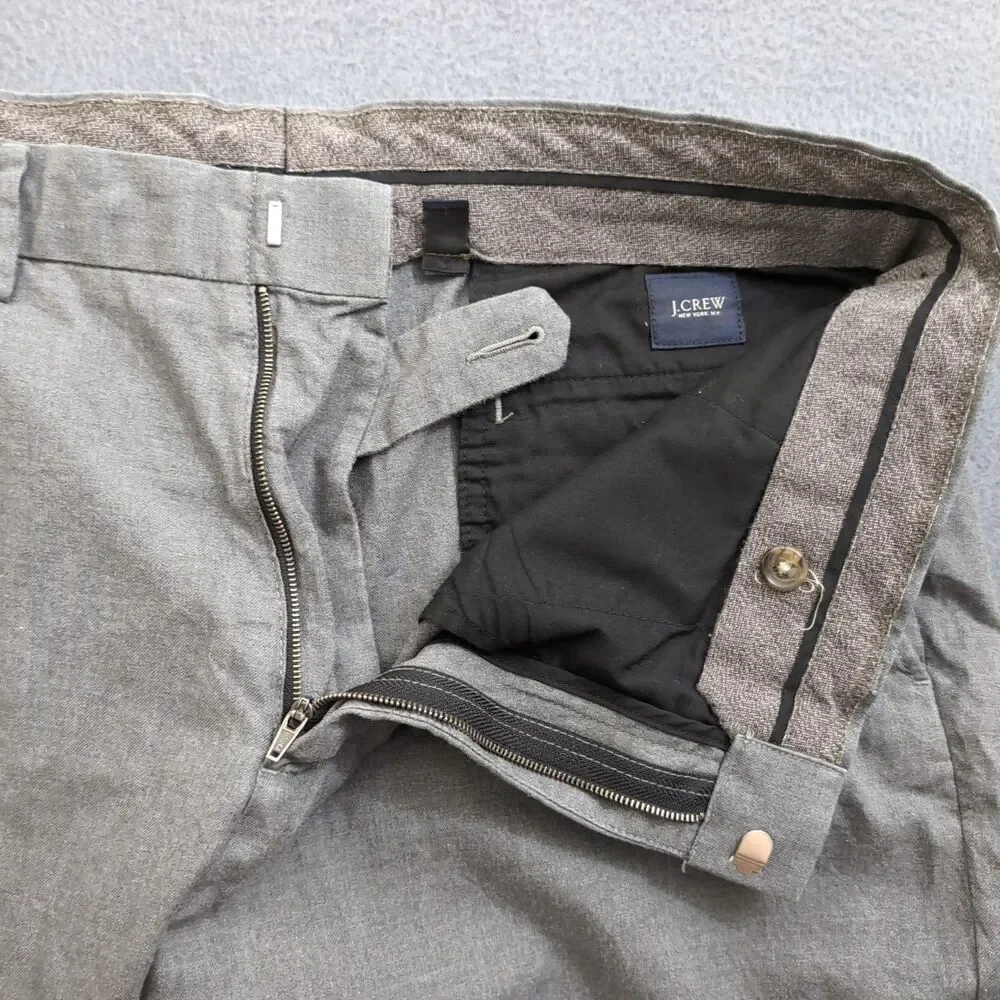J. Crew Men 34X32 (35X31) Gray Classic Fit Straight Leg Flat Front Dress Pants